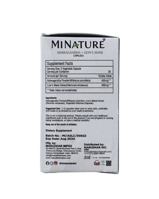 Ashwagandha + Lion's Mane Capsules , Minature, Ayurveda Store Nz