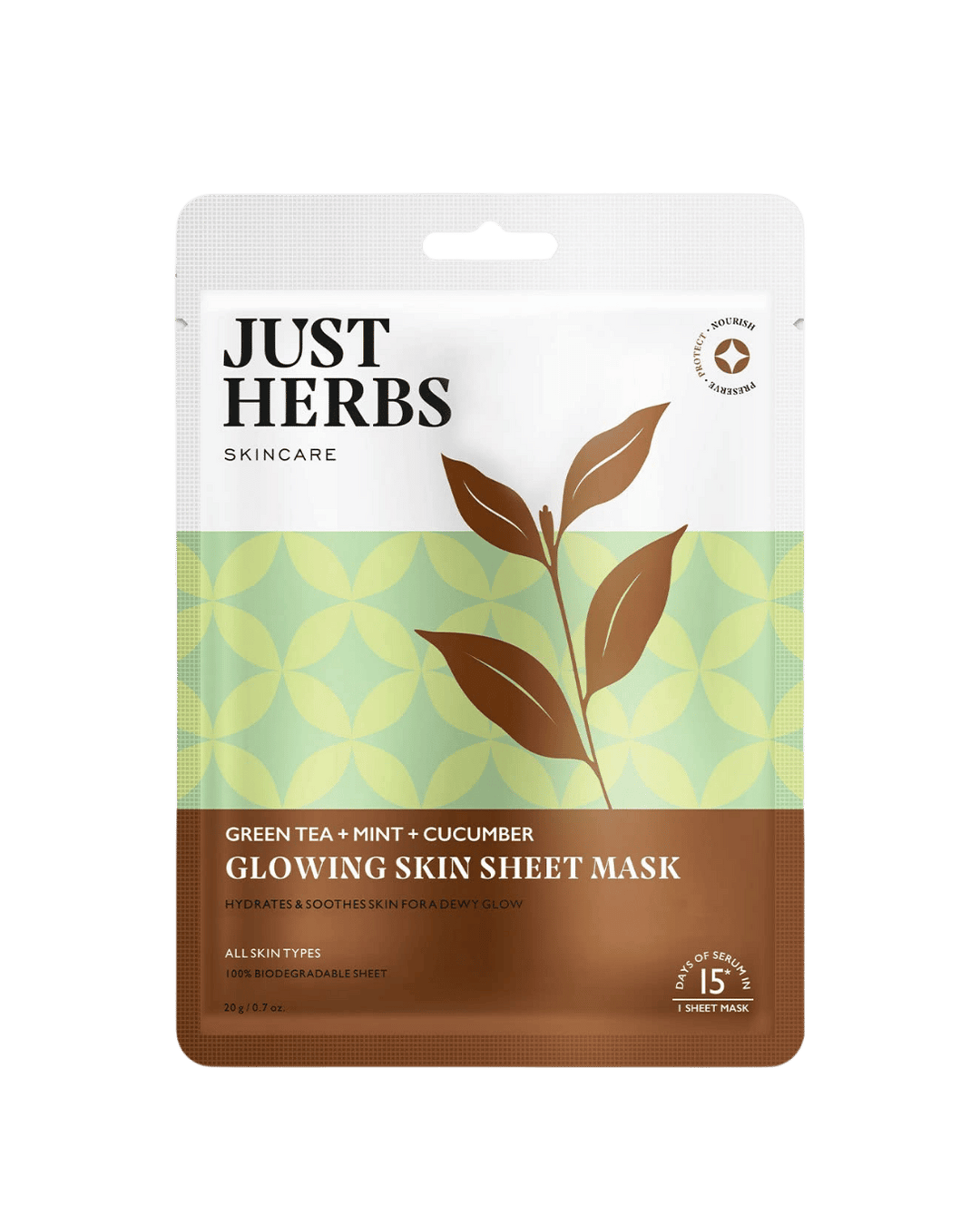 Green Tea Sheet Mask with Mint & Cucumber For Glowing Skin