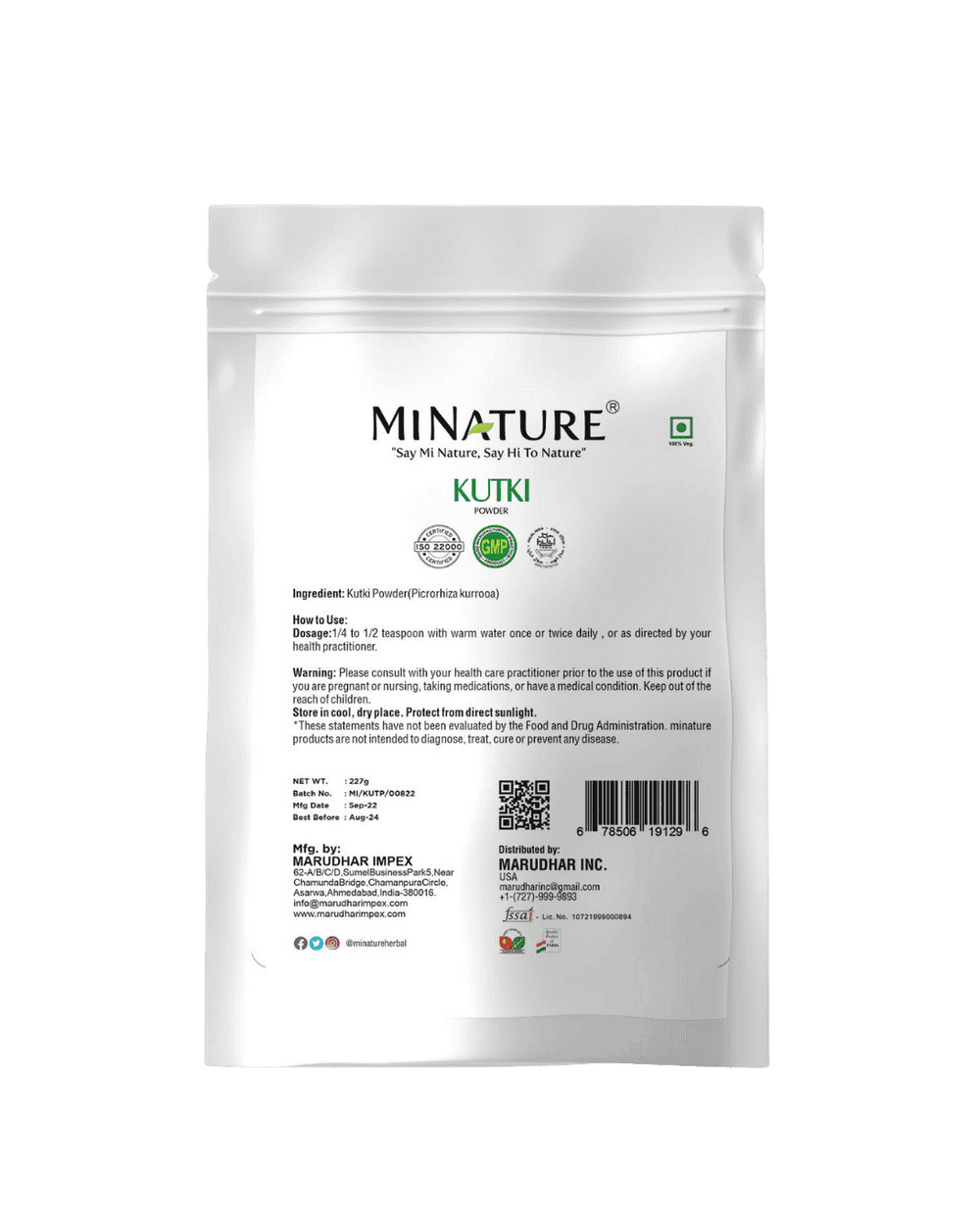 100% Natural Kutki Powder 227g