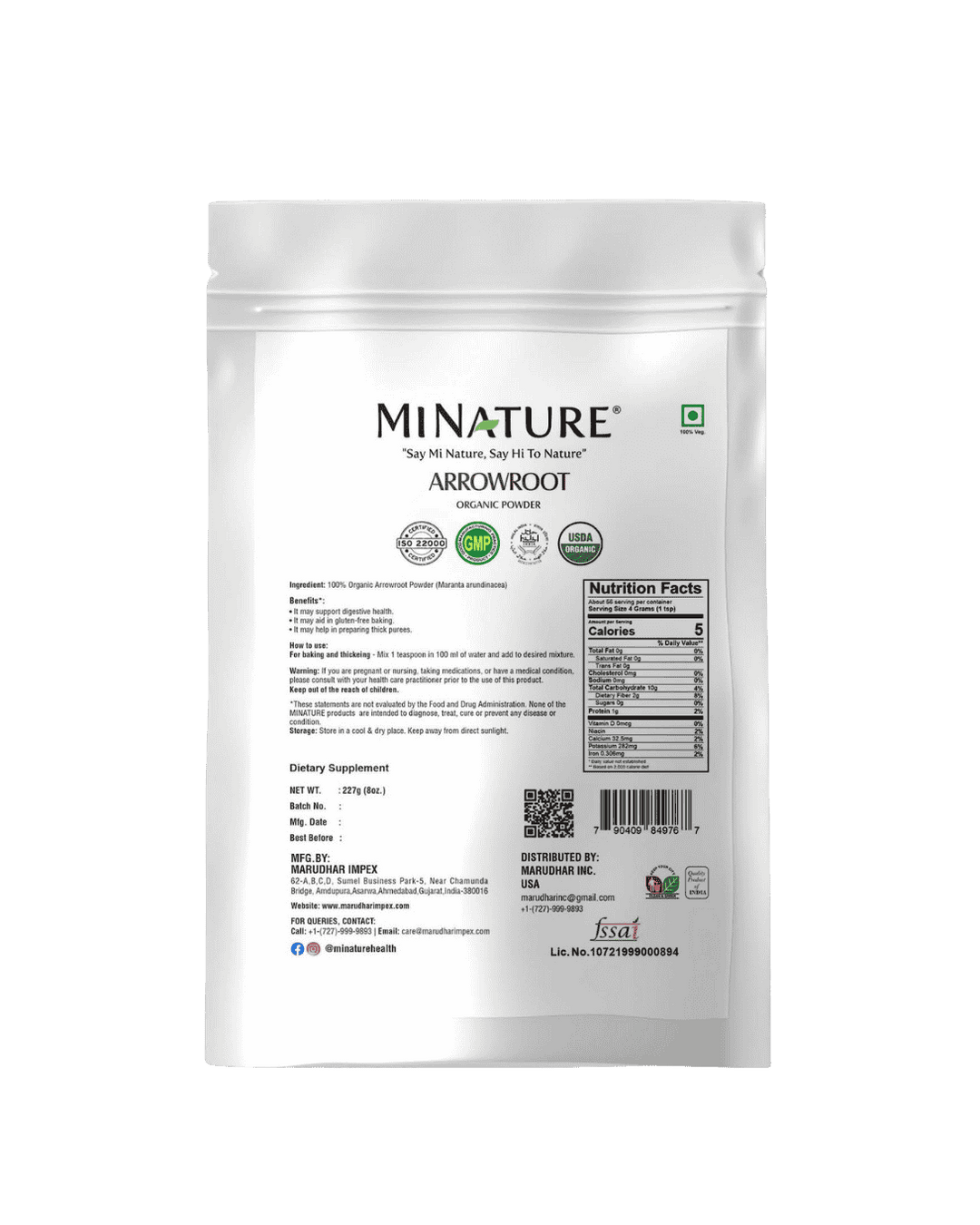 Organic Arrowroot Powder 227g