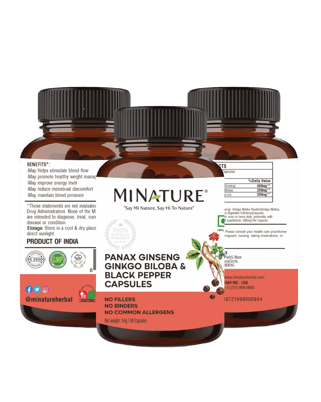 Panax ginseng, Ginkgo biloba, Black Pepper Capsules , Minature, Ayurveda Store NZ