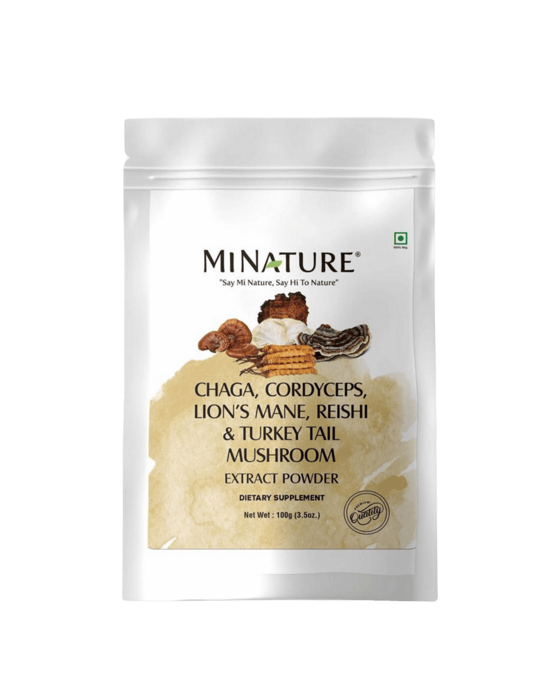 100% Natural Chaga, Cordyceps, Lion's Mane, Reishi, & Turkey Tail Mushroom Extract Powder, Minature, Ayurveda Store NZ
