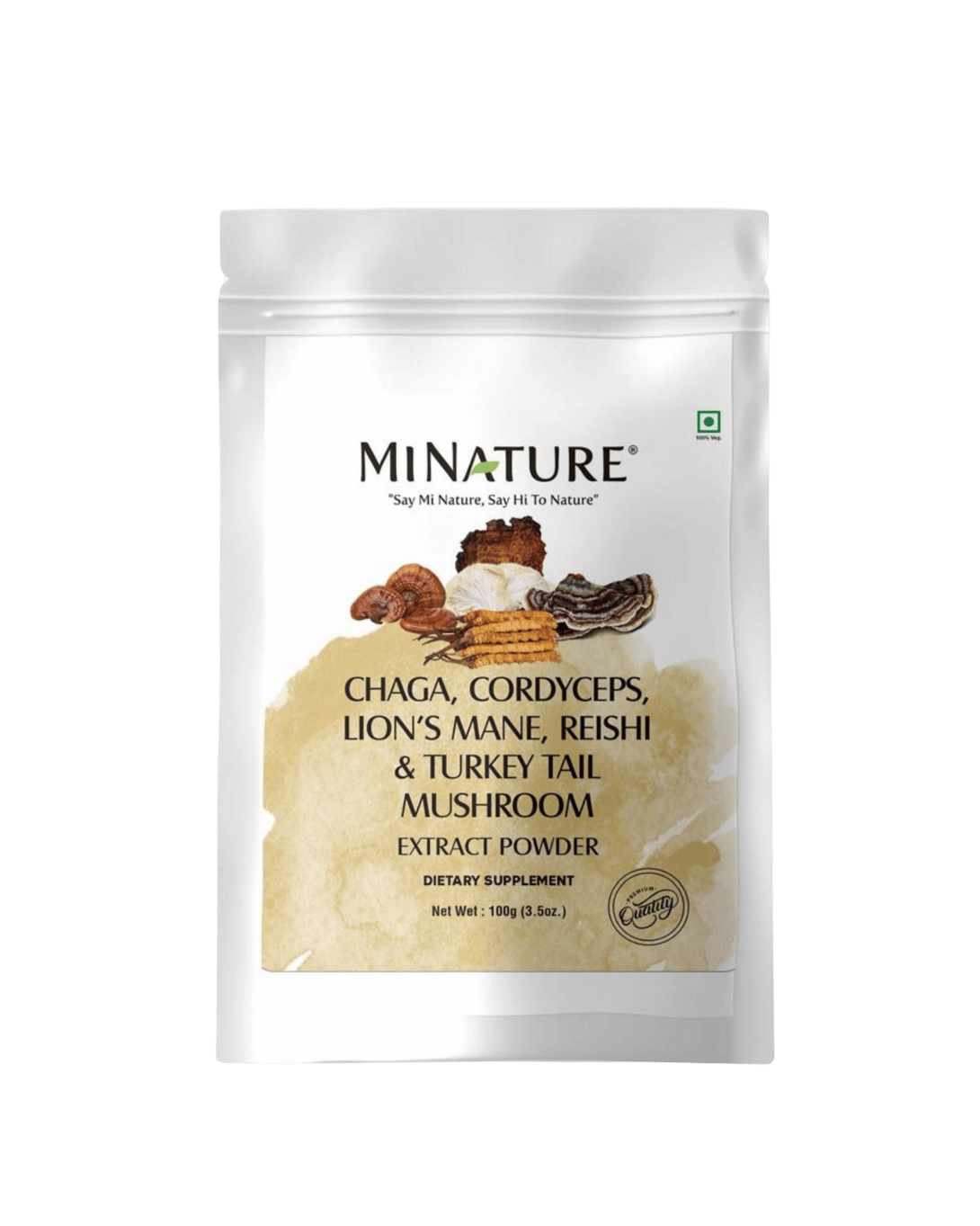 100% Natural Chaga, Cordyceps, Lion's Mane, Reishi, & Turkey Tail Mushroom Extract Powder, Minature, Ayurveda Store NZ