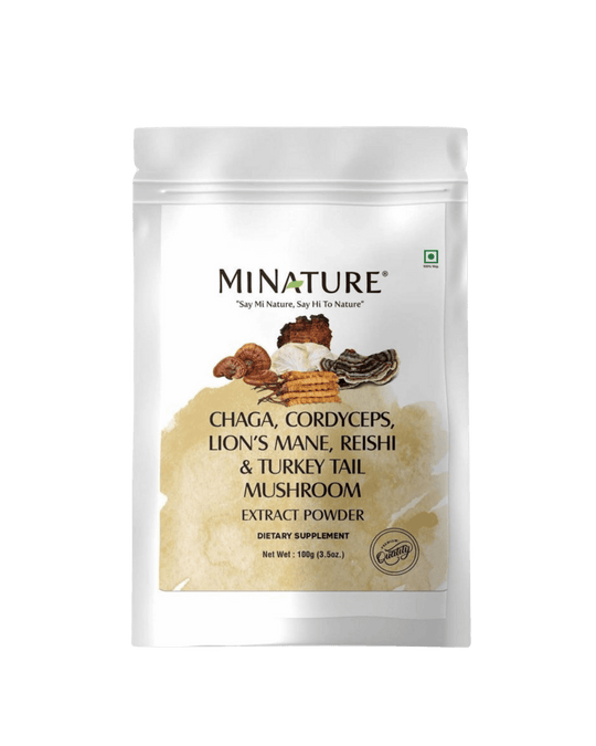 100% Natural Chaga, Cordyceps, Lion's Mane, Reishi, & Turkey Tail Mushroom Extract Powder, Minature, Ayurveda Store NZ