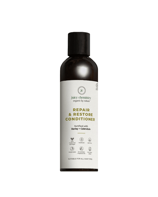 juicy chemistry, repair and restore conditioner, barley, calendula, ayurveda store