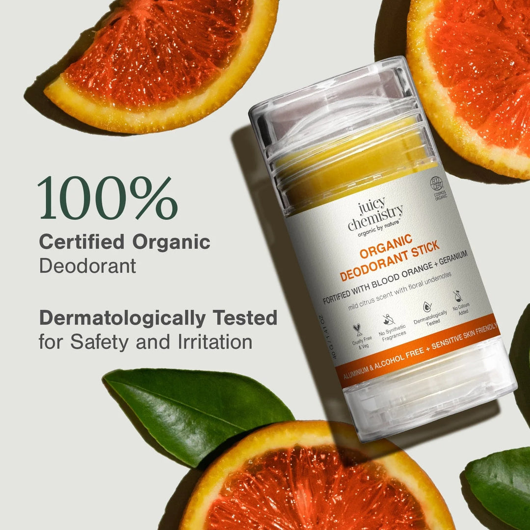 Organic Deodorant Stick, Blood Orange, Geranium, Juicy Chemistry, Ayurveda Store NZ