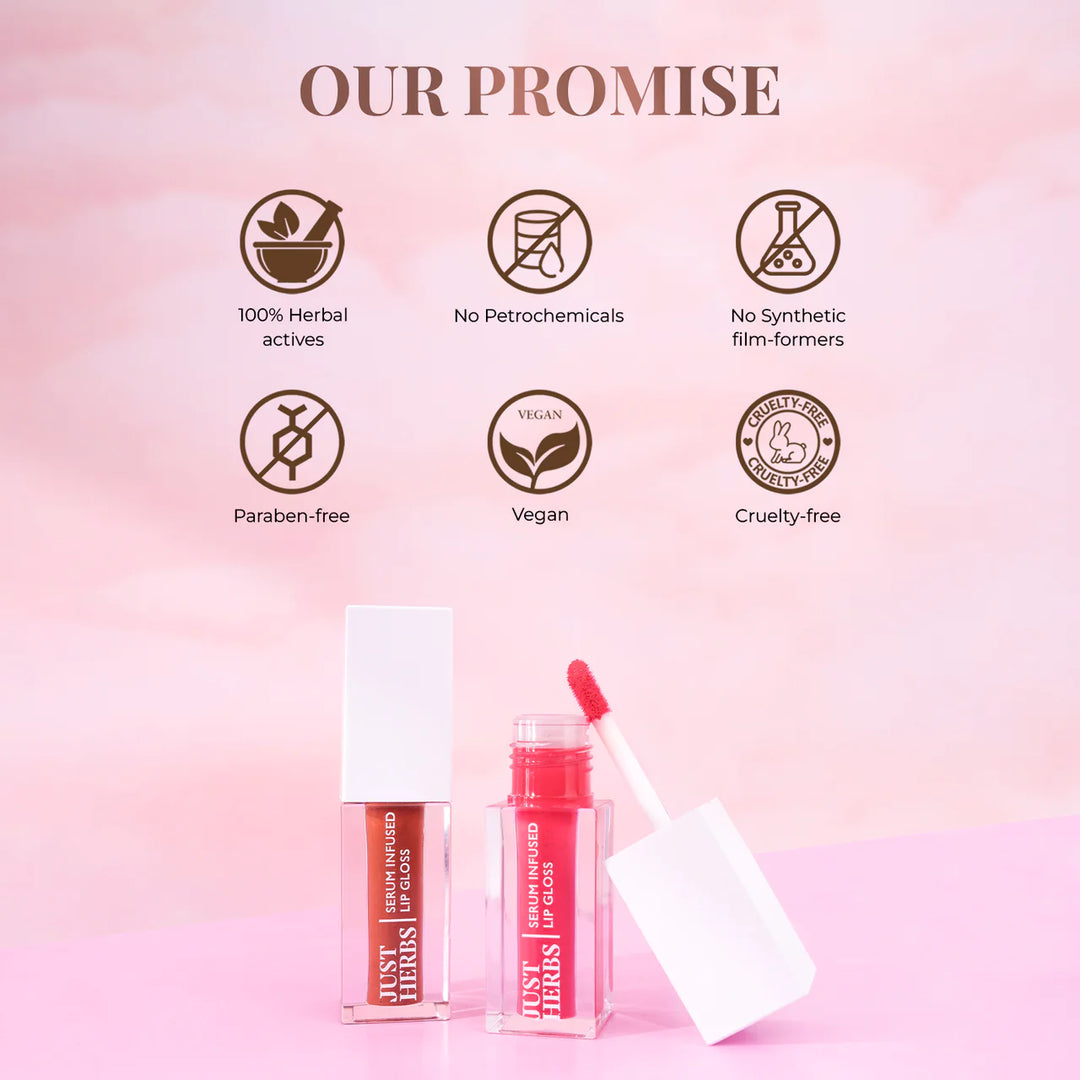 Serum-infused Lip Gloss, Mango Butter, Jojoba Oil, Just Herbs, Ayurveda Store NZ