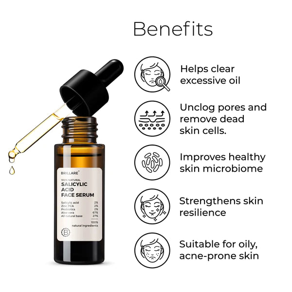 2% Salicylic Acid Face Serum, Brillare, Ayurveda Store NZ