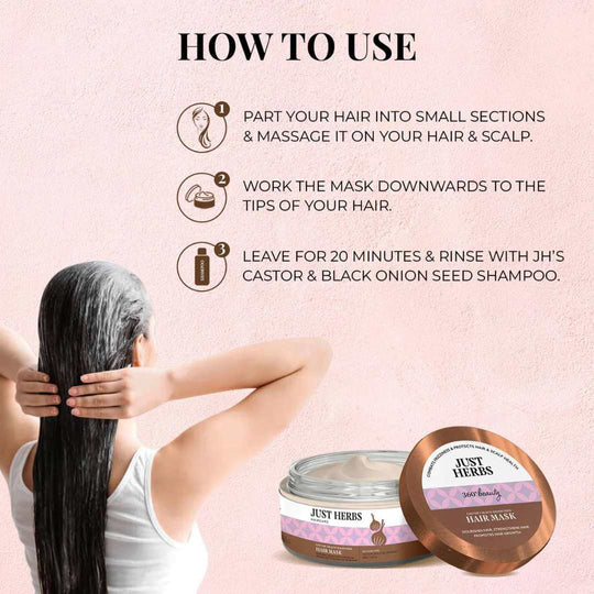 Castor, Black Onion Seed, Hair Mask, Just Herbs, Ayurveda Store NZ