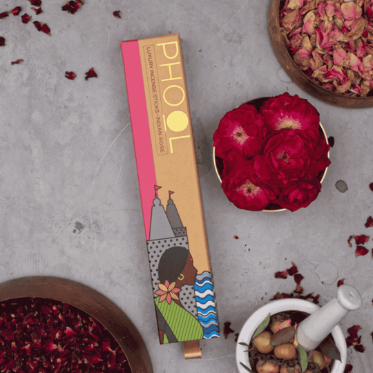 Indian Rose Natural Incense Sticks by Phool