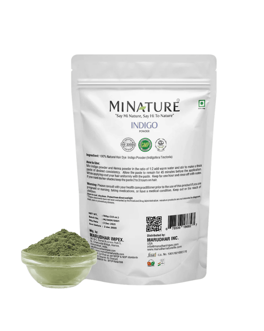 Organic Indigo Powder 227 g - USDA Certified