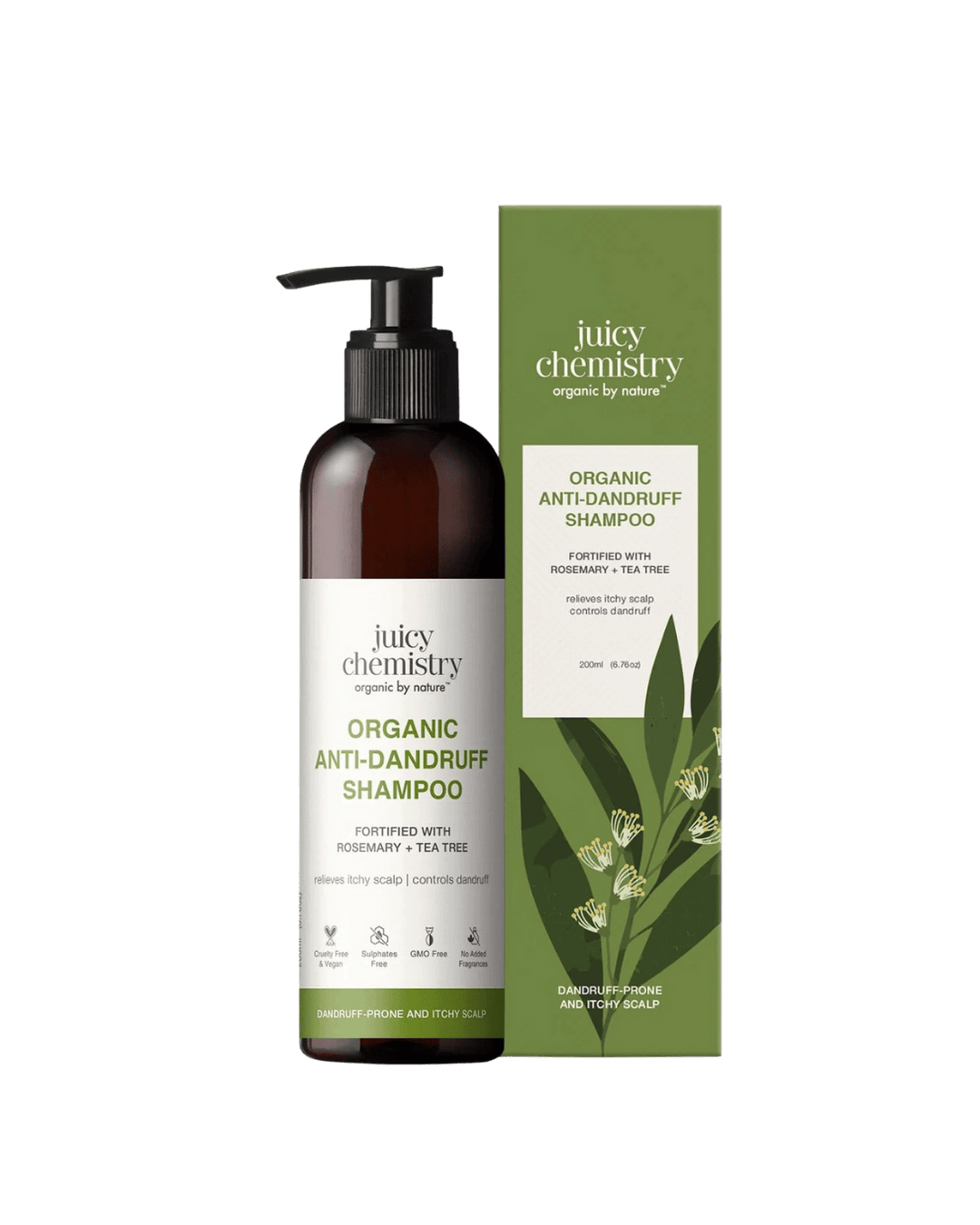 Organic Anti-Dandruff Shampoo Fortified with Rosemary + Tea Tree - 200ml