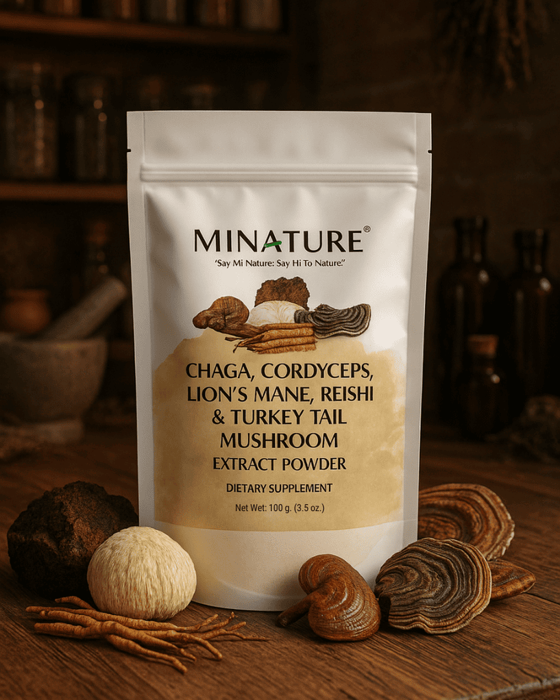 100% Natural 5 Mushroom Blend Extract Powder 100g