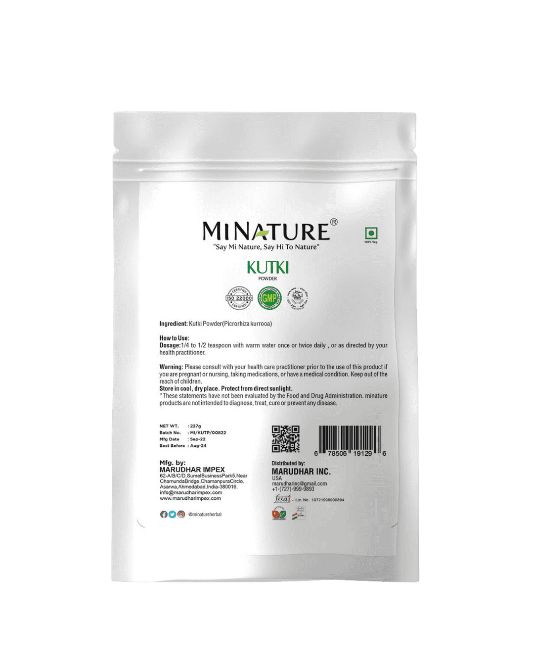 100% Natural Kutki Powder 227g