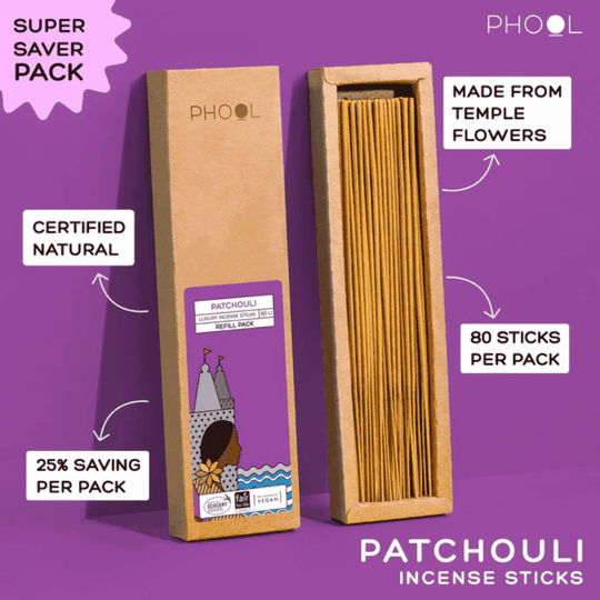 Patchouli Refill Pack - Natural Incense Sticks by Phool