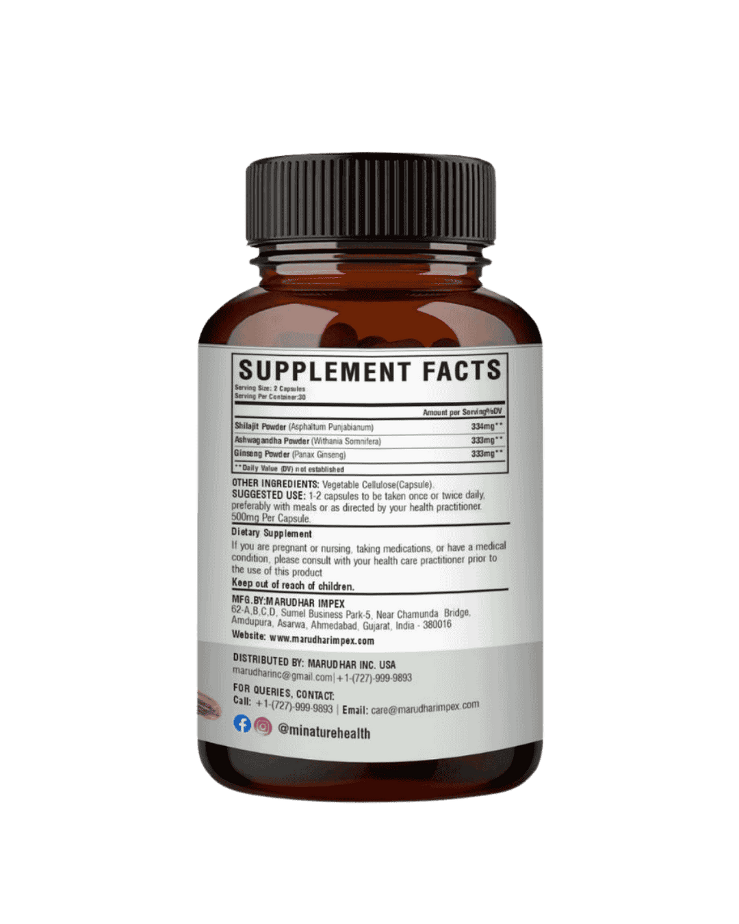 Shilajit + Ashwagandha + Ginseng Capsules