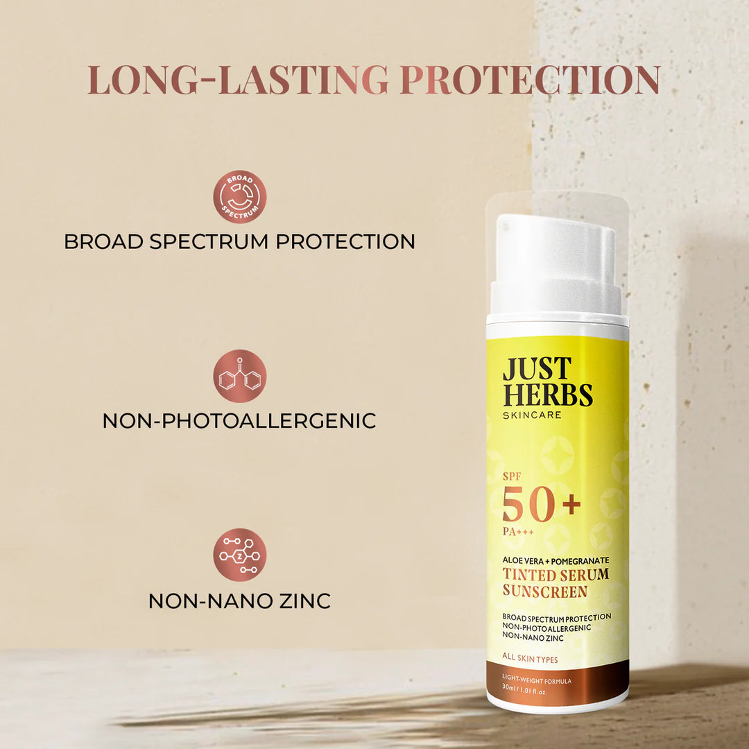 Tinted Serum Sunscreen, SPF 50+ PA+++, Just Herbs, Ayurveda Store NZ