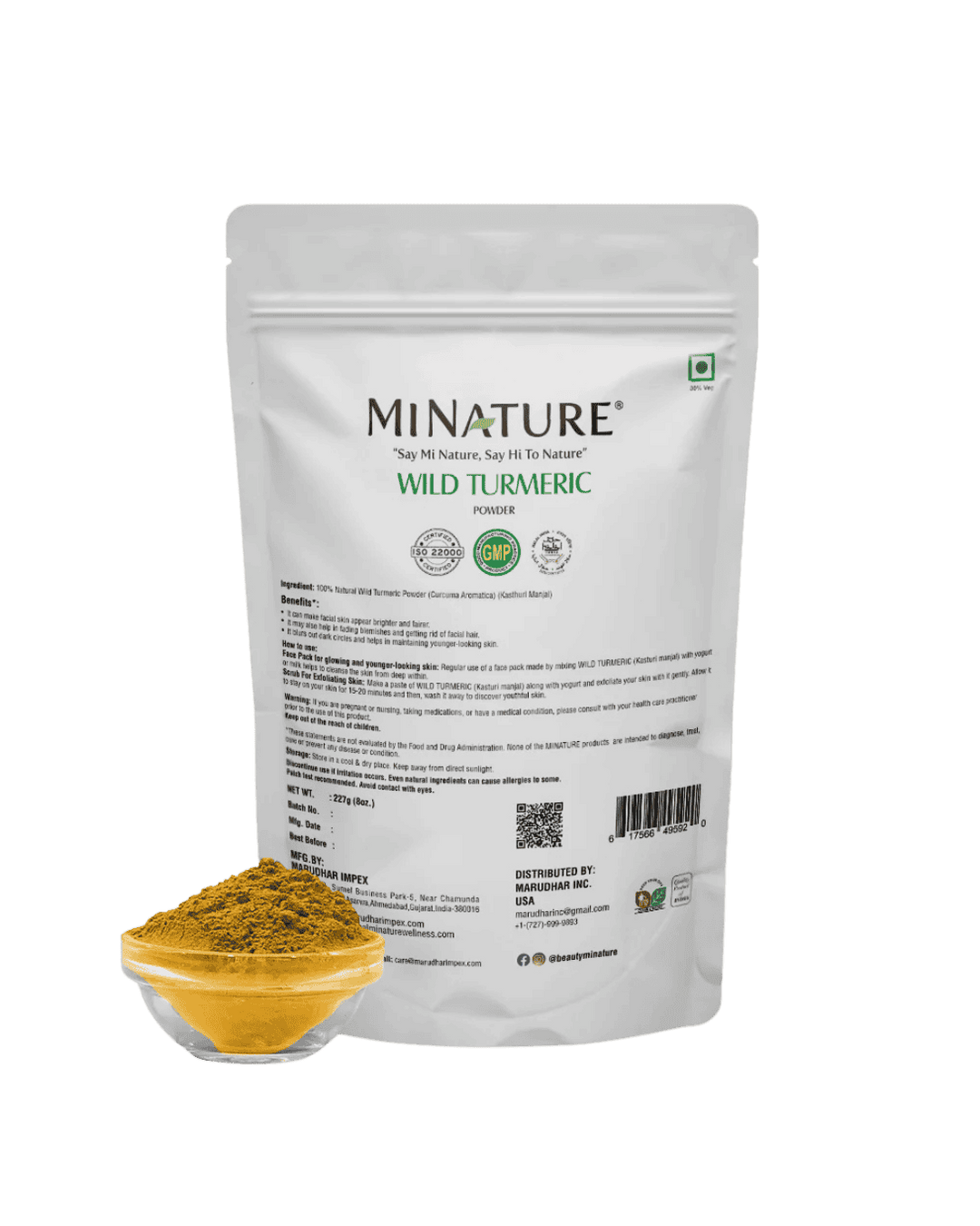 100% Natural Wild Turmeric Powder 277g (Curcuma Aromatica) - Kasturi manjal