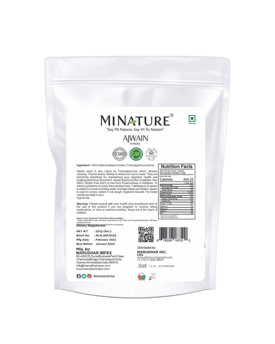 100% Natural Ajwain Powder (Carom seed powder) 227g