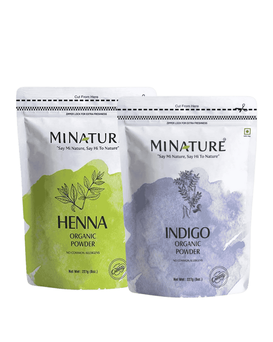 Organic Henna Powder (227g) + Indigo Powder (227g) COMBO PACK - USDA Certified