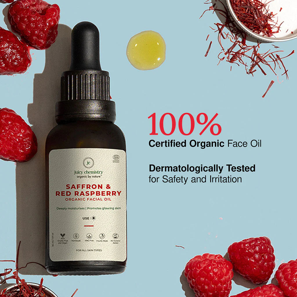 Saffron, Red Raspberry, Facial Oil, Juicy Chemistry, Ayurveda Store NZ