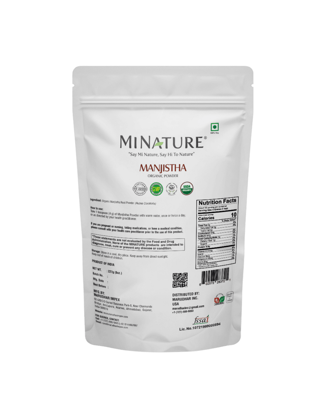 Organic Manjistha Powder 227g - USDA Certified