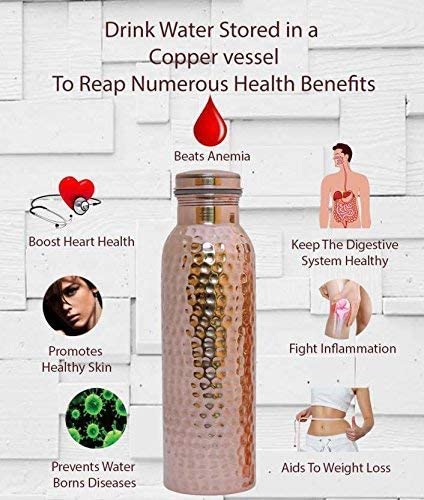 100% Pure Copper Water Bottle - 1L - Ayurvedic Herbs NZ