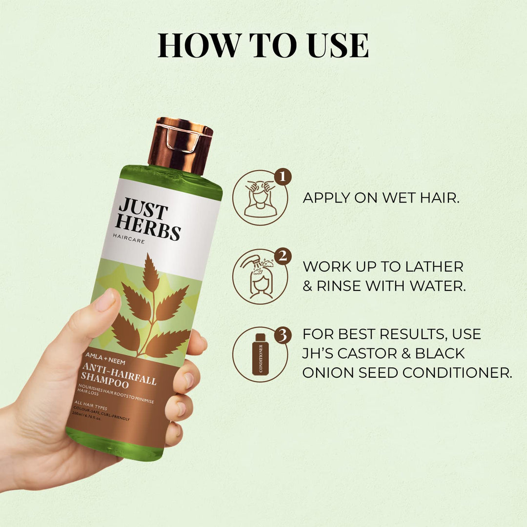 Just Herbs, Anti-Hairfall Shampoo, Amla, Neem, Ayurveda Store NZ