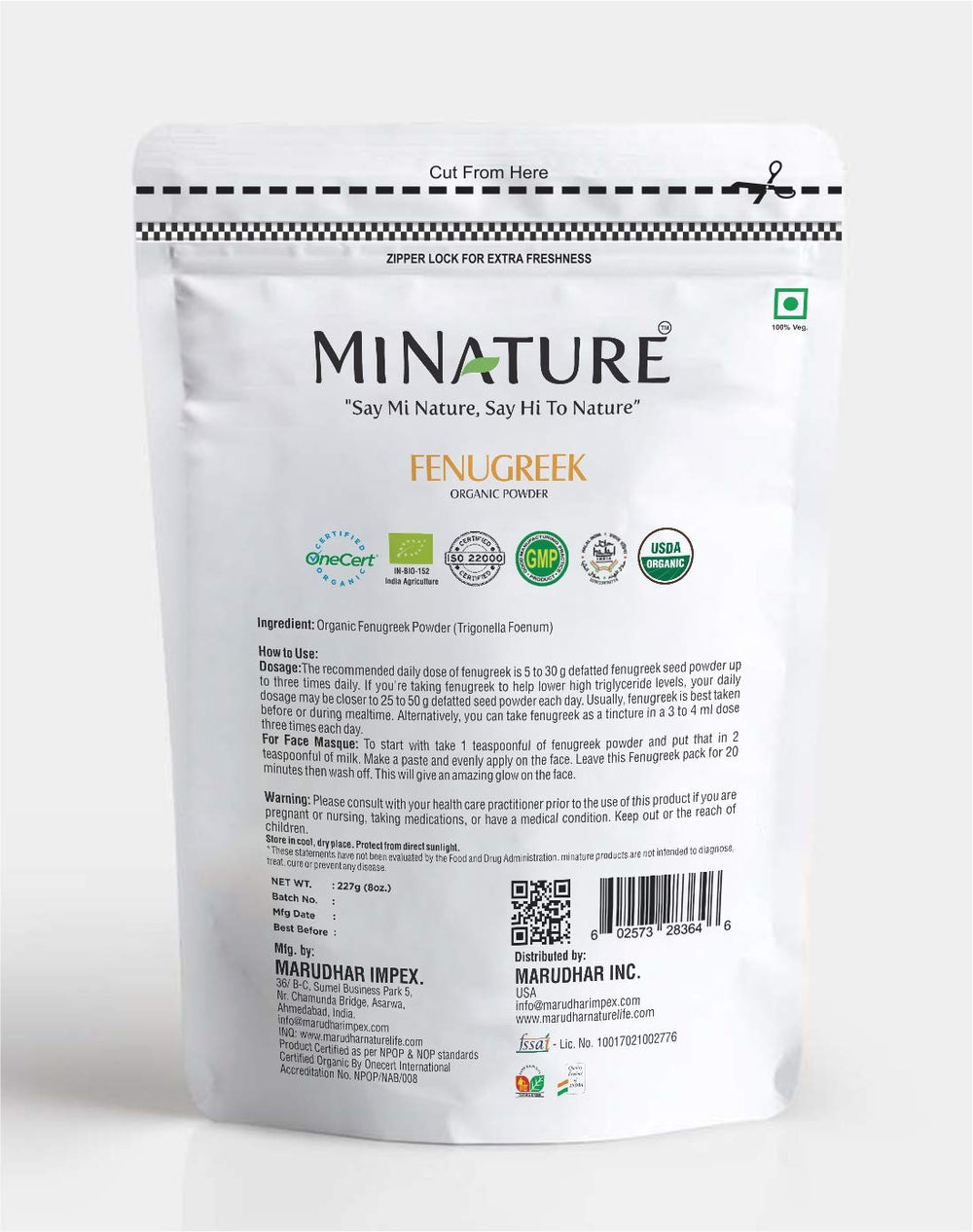 Organic Fenugreek Powder 227g - USDA Certified - Ayurvedic Herbs NZ