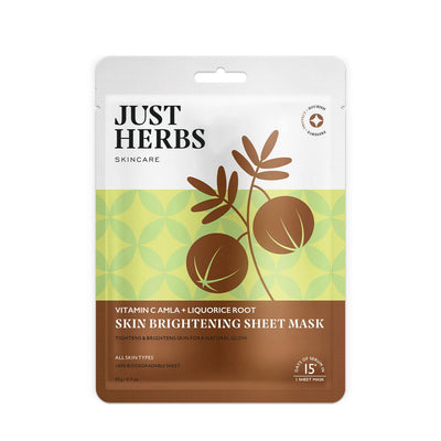 Just Herbs, Vitamin C + Liquorice Root, Ayurevda Store NZ, Amla, Niacinamide, Sheet Mask